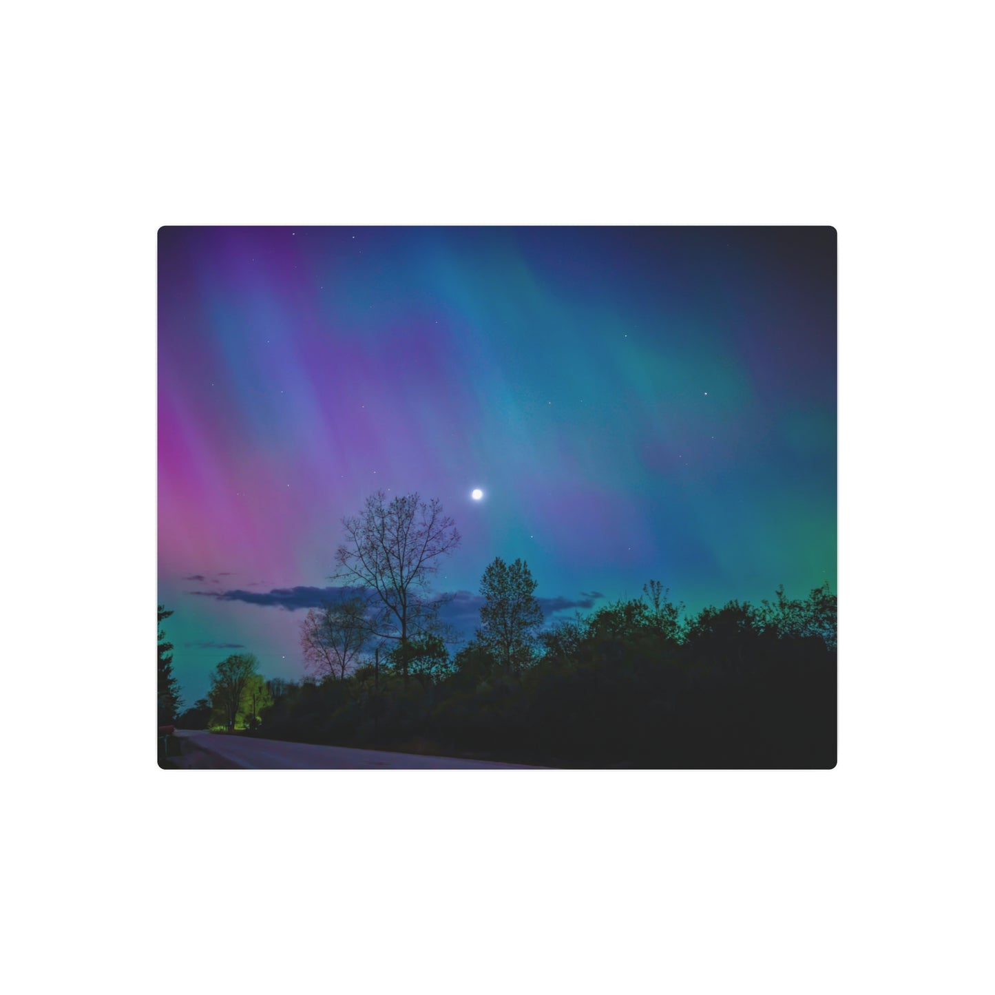 Lunar Whisper Amidst the Aurora’s Embrace Metal Art