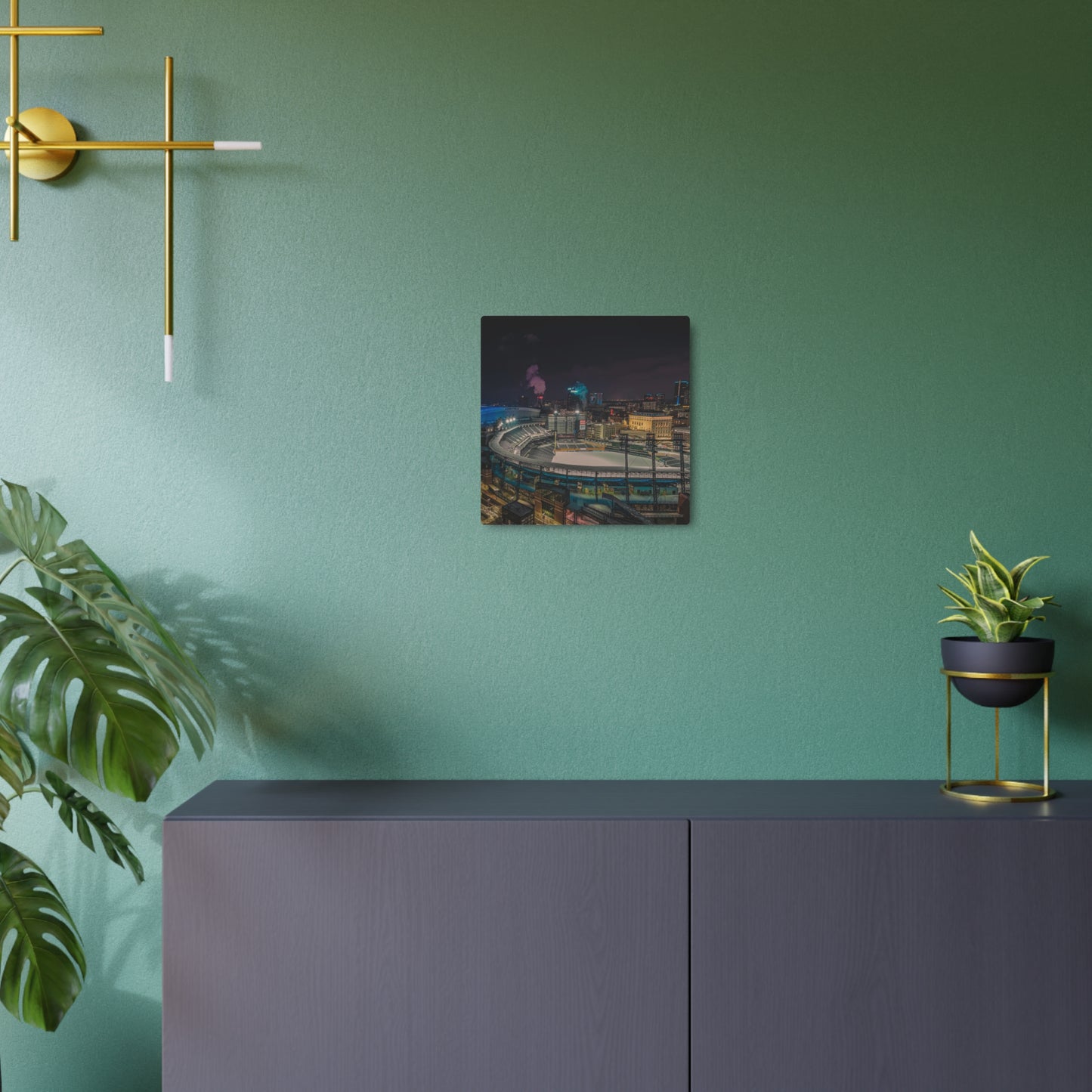 Detroit at Night Metal Art